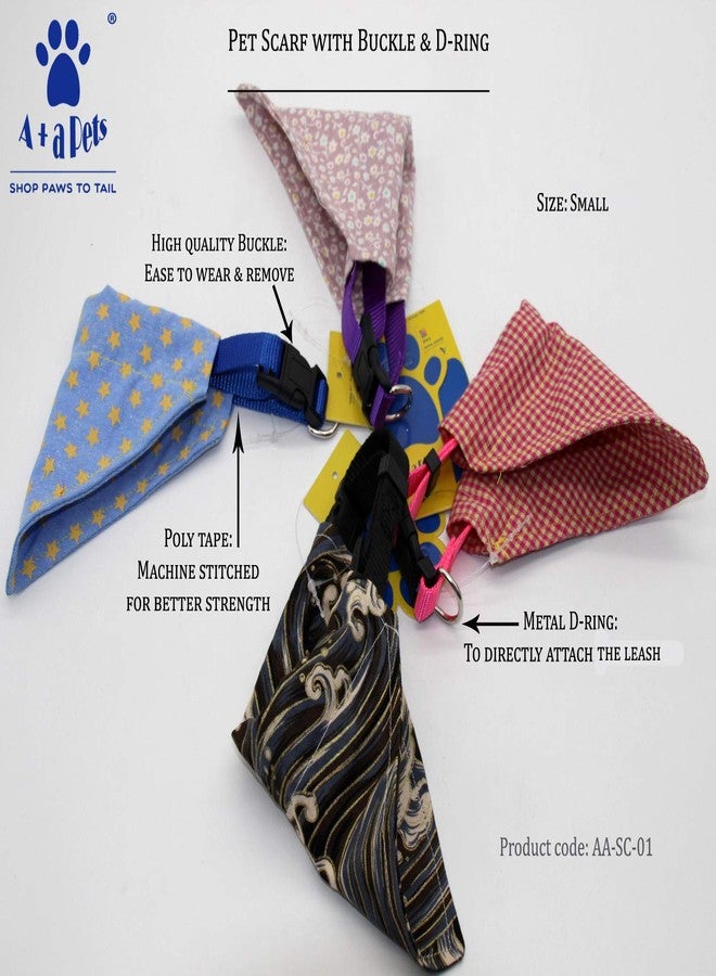 A+a Pets' Scarf for Pets with Buckle (Cats) (Small, Gingham Checks Blue) - Image 4